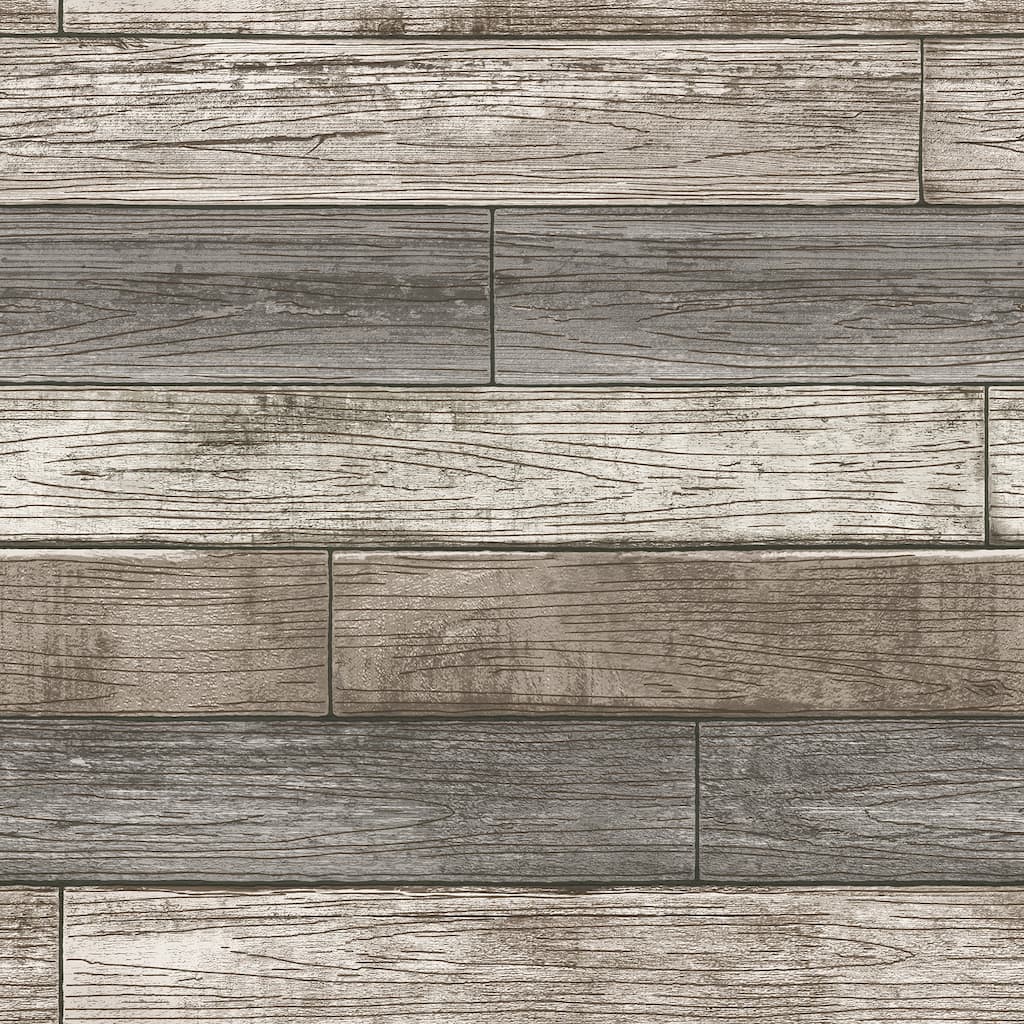 NuWallpaper Reclaimed Wood Plank Natural Peel & Stick Wallpaper - 216in x 20.5in x 0.025in