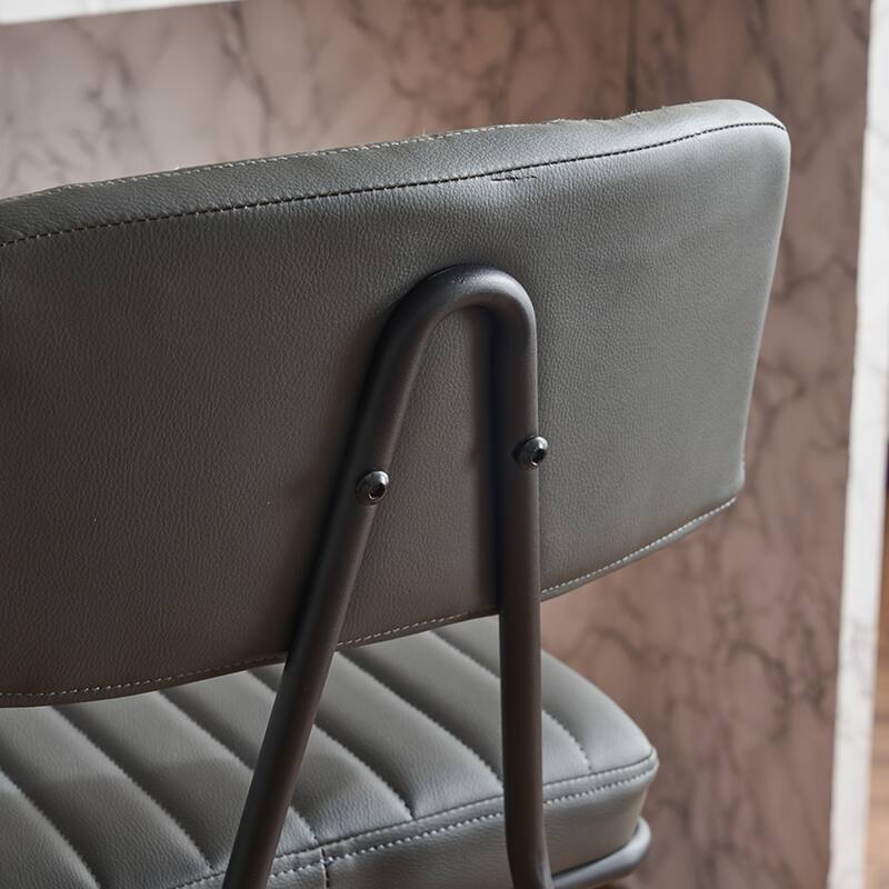 Industrial Style Bar Stools Set of 2, Faux Leather Bar Chairs with Metal Frame,Counter Height for Kitchen Island