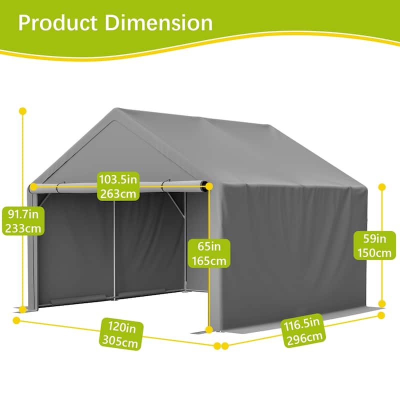 GDFStudio - Multi-Purpose Outdoor Shelter Waterproof & UV-Resistant with Roll-Up Doors