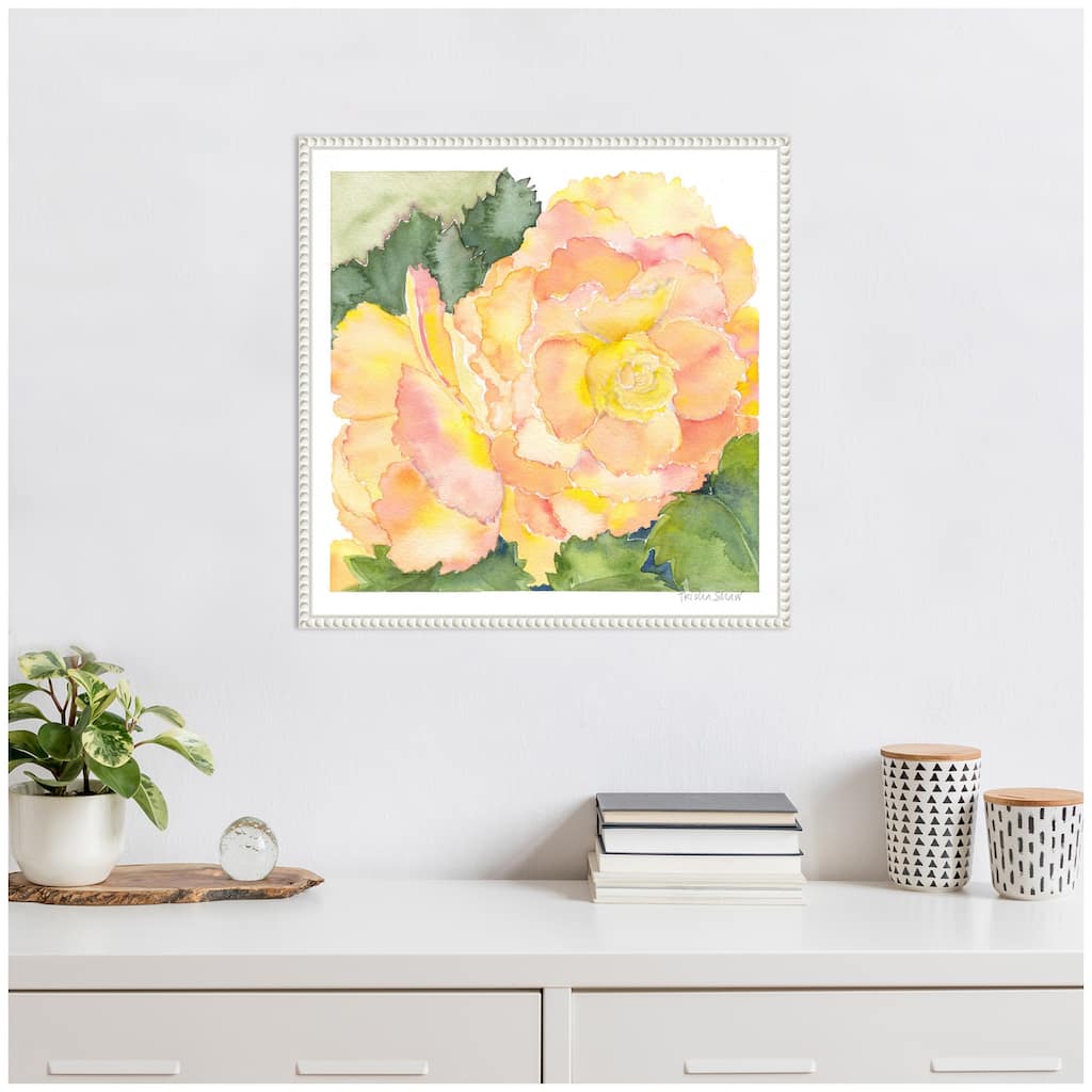 Kate and Laurel Sylvie Orange Pink Abstract Begonia Framed Canvas by Patricia Shaw