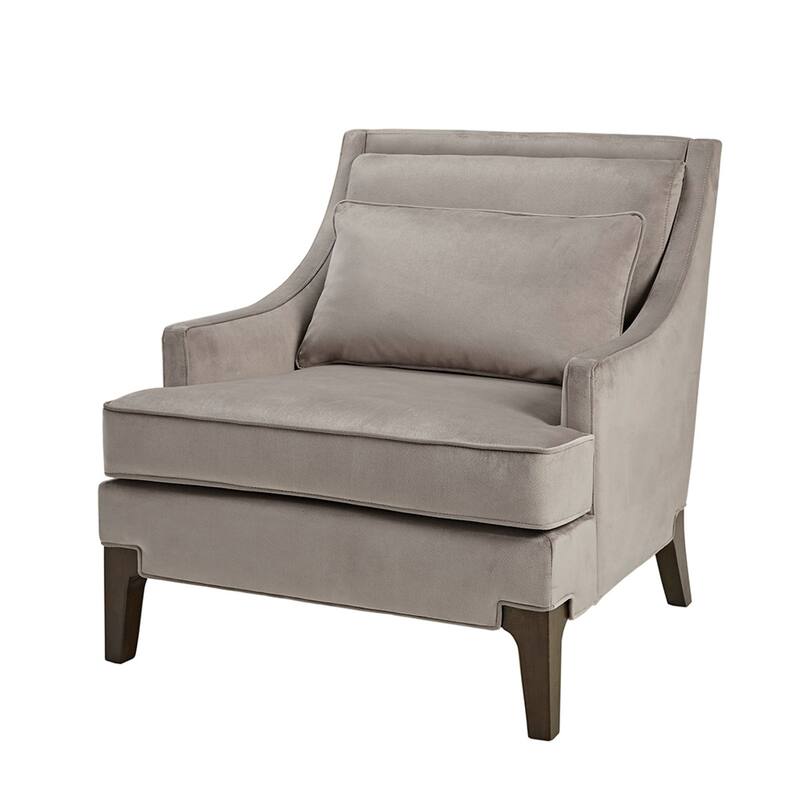 Roomfitters Modern Upholstered Accent Armchair, Sleek Martha Stewart Perry Street Lounge Seating with Lumbar Pillow, Grey