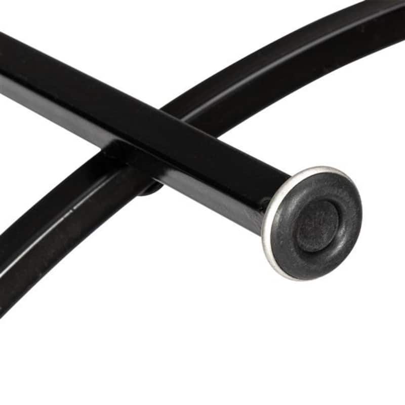 2 Layers 5mm Thick Tempered Glass Countertops Round Wrought Iron Coffee Table - Black - 25.98"L x 25.98"W x 16.53"H