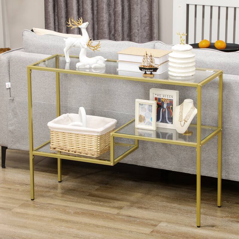 Console Table, Tempered Glass Behind Sofa Table