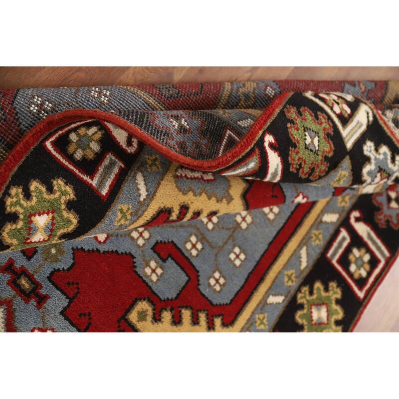 Hand Knotted Oriental 100% Wool Carpet Traditional Geometric Red Viss Area Rug - 5' 9'' X 4' 1''