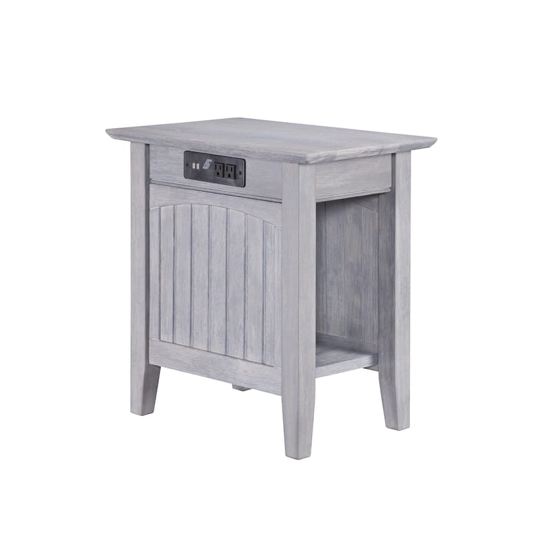 Retro Side Table with USB - Driftwood Accent Table, Living Room End Table, Modern Hardwood Design, 22x14x22 - 22