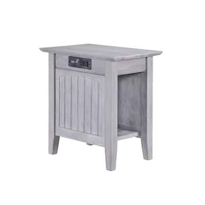 Retro Side Table with USB - Driftwood Accent Table, Living Room End Table, Modern Hardwood Design, 22x14x22 - 22