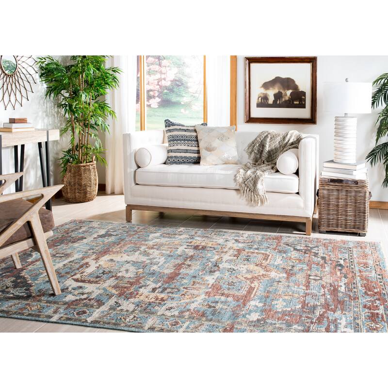 SAFAVIEH Hand-knotted Izmir Roma Traditional Oriental Wool Rug with - 10' x 14' - Blue/Light Brown