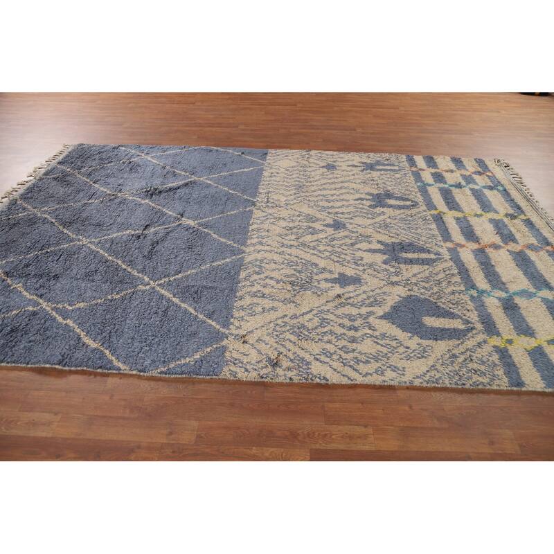 Trellis Plush Moroccan Oriental Area Rug Handmade Bedroom Wool Carpet - 6'11" x 10'4"