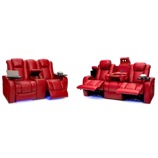Seatcraft Anthem Sofa and Loveseat Red Leather 7000, Power Recline