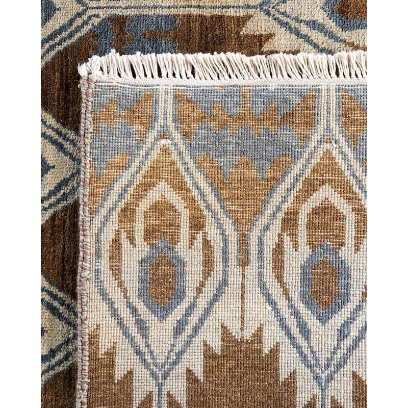 Ikat One-of-a-Kind Hand-Knotted Area Rug - Brown, 8' 2" x 10' 2" - 8' 2" x 10' 2"