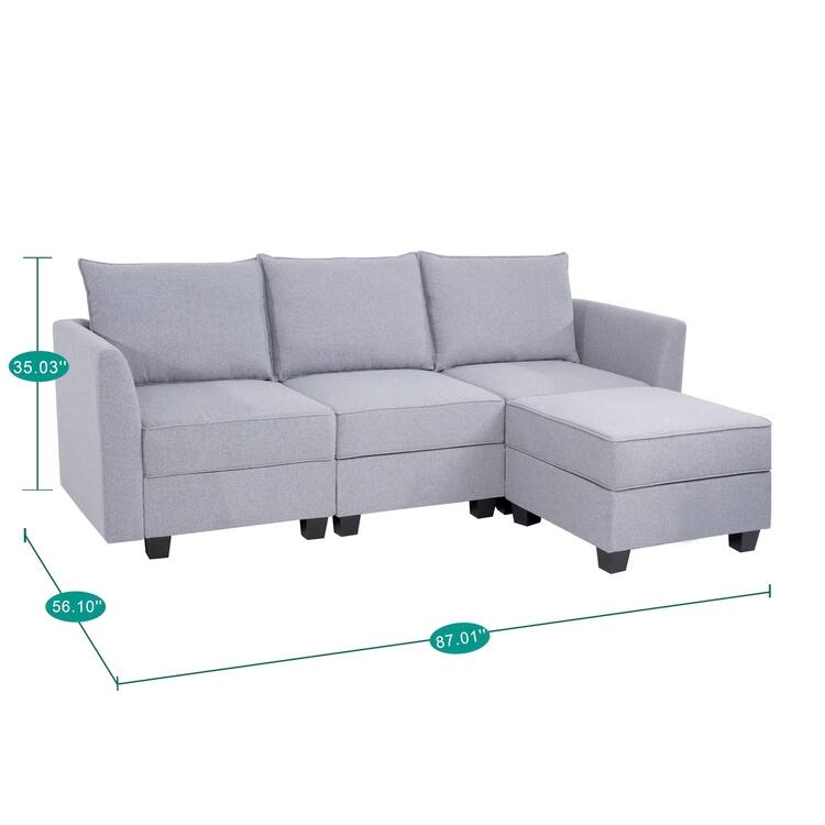 Modern L-Shaped DIY Convertible Modular Sectional Sofa Collection