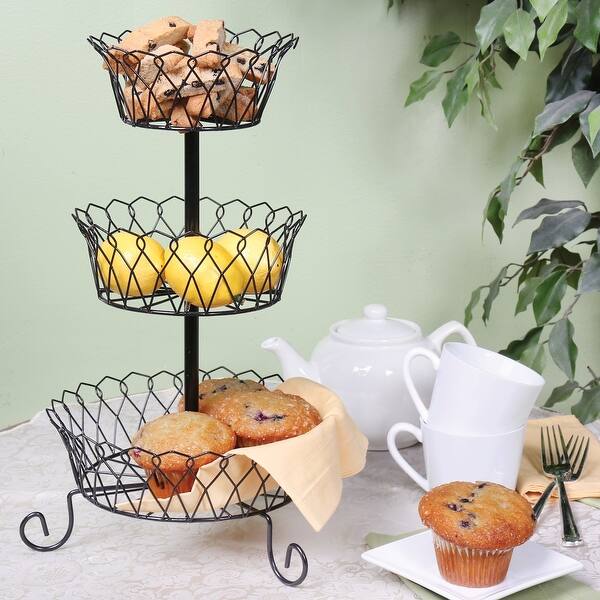 Shop Home District 3 Tier Iron Fruit Basket Stand Footed Wire