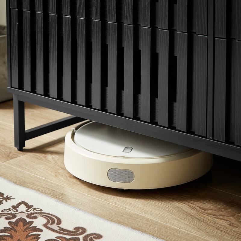 6 Drawer Double Dresser with Slatted Grille Striped Drawer, Modern Style Dresser, High-Quality MDF and Metal Leg