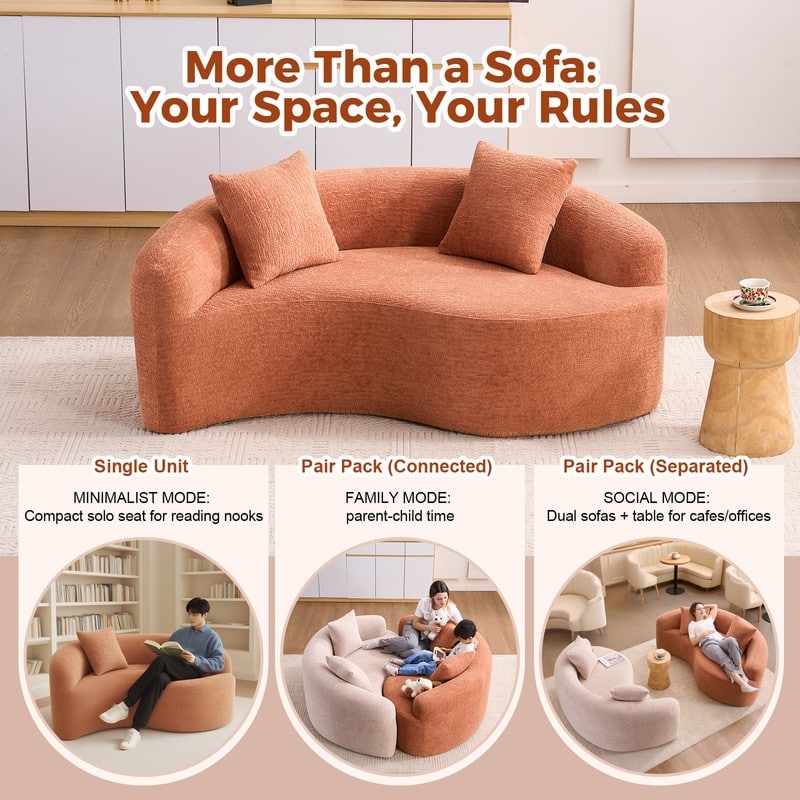 Single S-Curved Chenille Sofa Chair, No Assembly