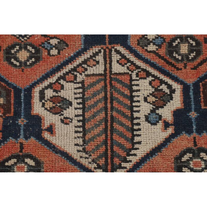 Tribal Orange Hamedan Persian Vintage Runner Rug Handmade Wool Carpet - 3'3" x 9'4"