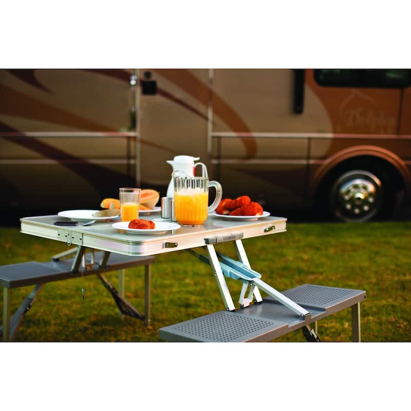 Picnic Time - Aluminum Portable Picnic Table with Seats - N/A