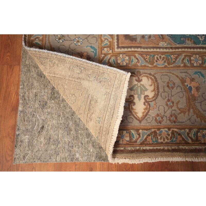 Gray Tabriz Persian Vintage Area Rug Handmade Wool Carpet - 9'6" x 12'9"