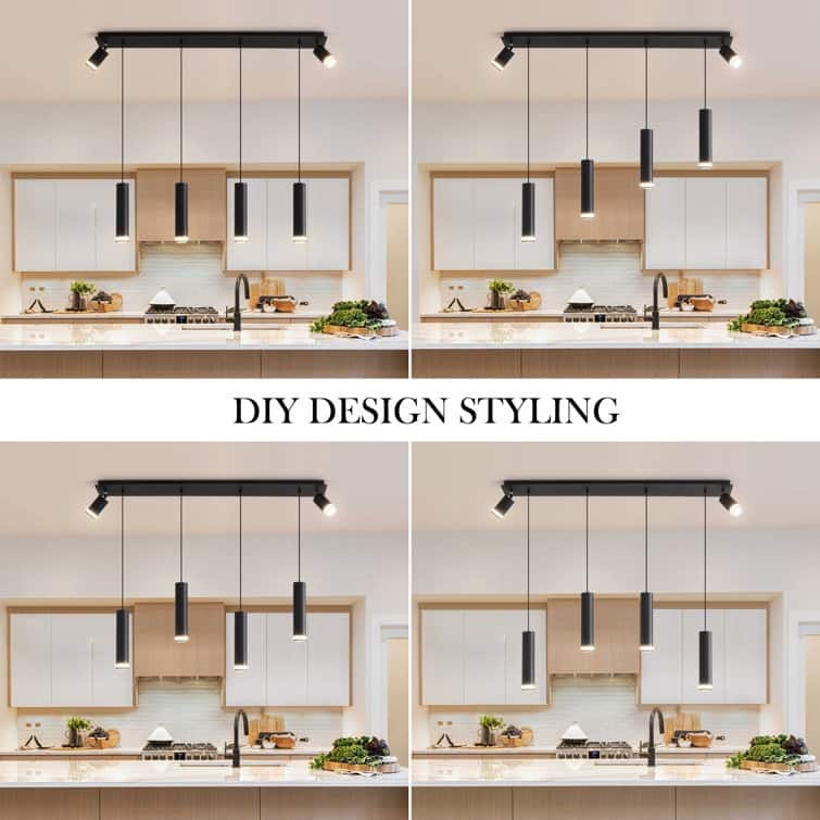 6 - Light Matte Black Kitchen Island Pendant[No Bulb]