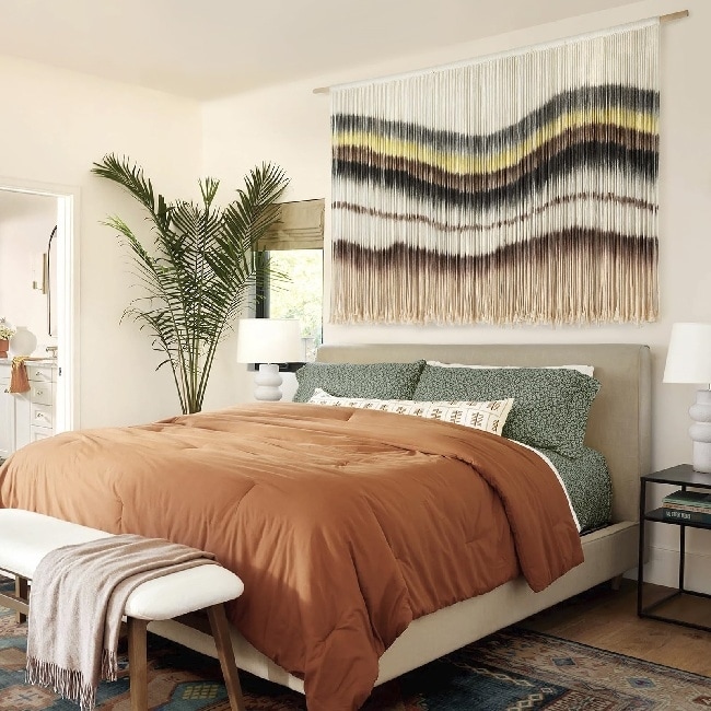 57x35 Bohemian Yarn Tapestry , Tie-Dye Macrame Tapestry, Handmade