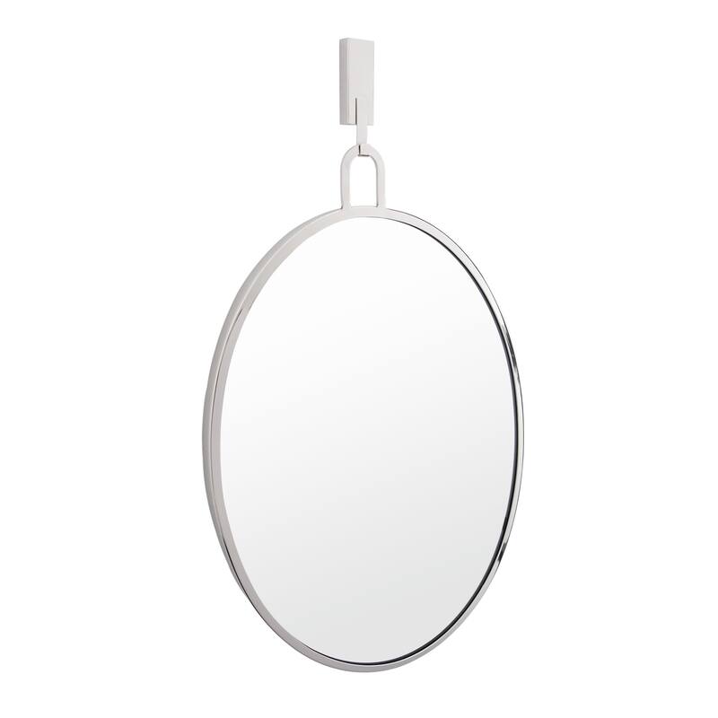 Varaluz Stopwatch Oval Powder Room Mirror - Polished Nickel - Polished Nickel