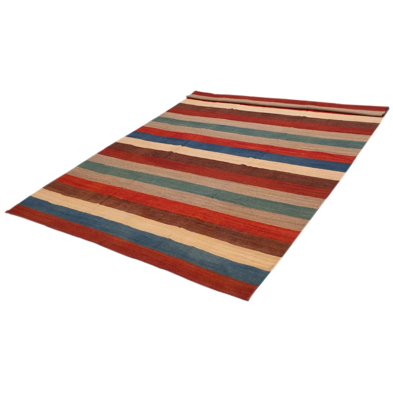 ECARPETGALLERY Flat-Weave Boho Multi Color Wool Kilim - 9'7 x 13'1