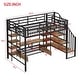 preview thumbnail 4 of 16, Full Size Metal Loft Bed with Staircase, Low Storage Table and Storage Shelves, Black
