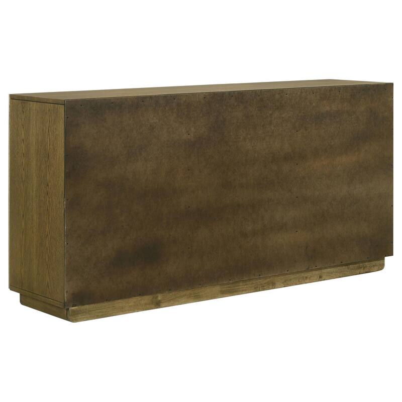 Givy Sideboard Buffet, 3 Arched Glass Doors 71 Inch Natural Brown Wood