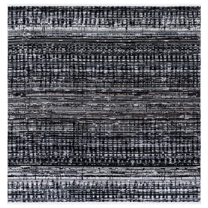 SAFAVIEH Mila Izola Modern & Contemporary Rug - 6'7" Square - Black/Beige Ivory