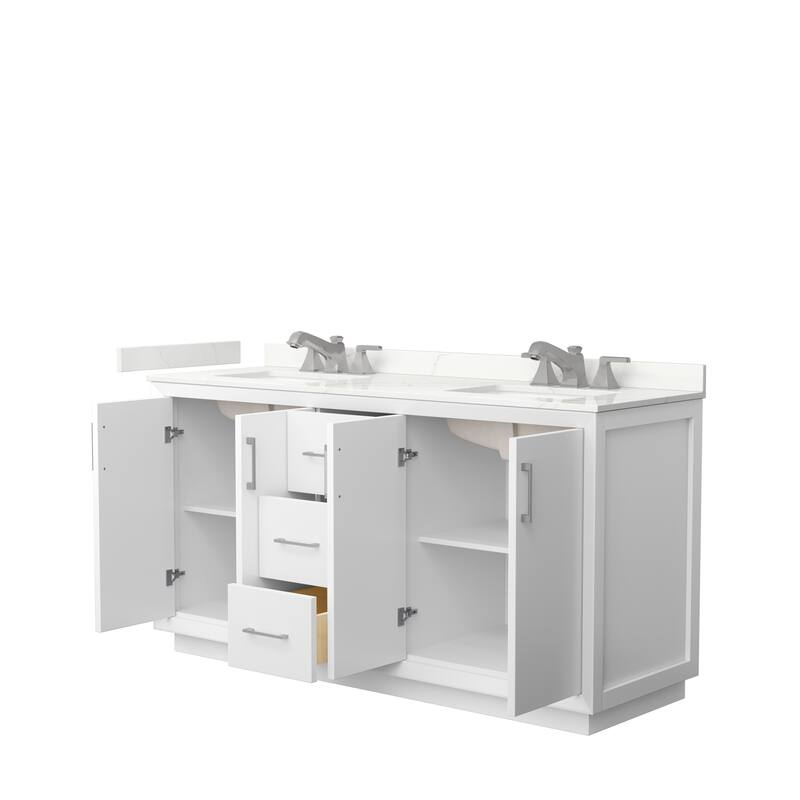 Strada 66-inch Double Vanity, Quartz Top