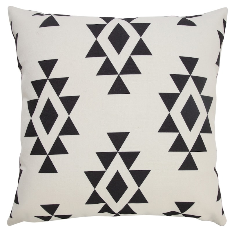 HomeRoots 20" X 20" Black Zippered Southwestern Indoor Outdoor Throw Pillow - 20" x 20"