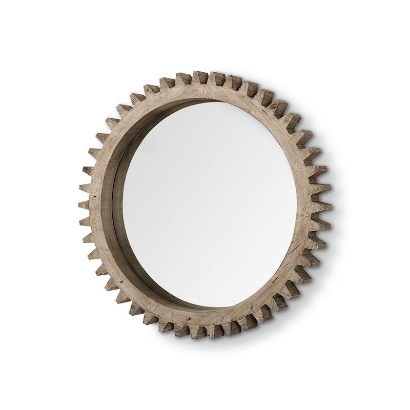 HomeRoots 35" Brown Abstract Wood Framed Accent Mirror - Wood Brown - 35' X '35' X '4