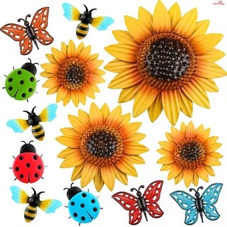 12 Pcs Sunflower Metal Flowers Wall Decor