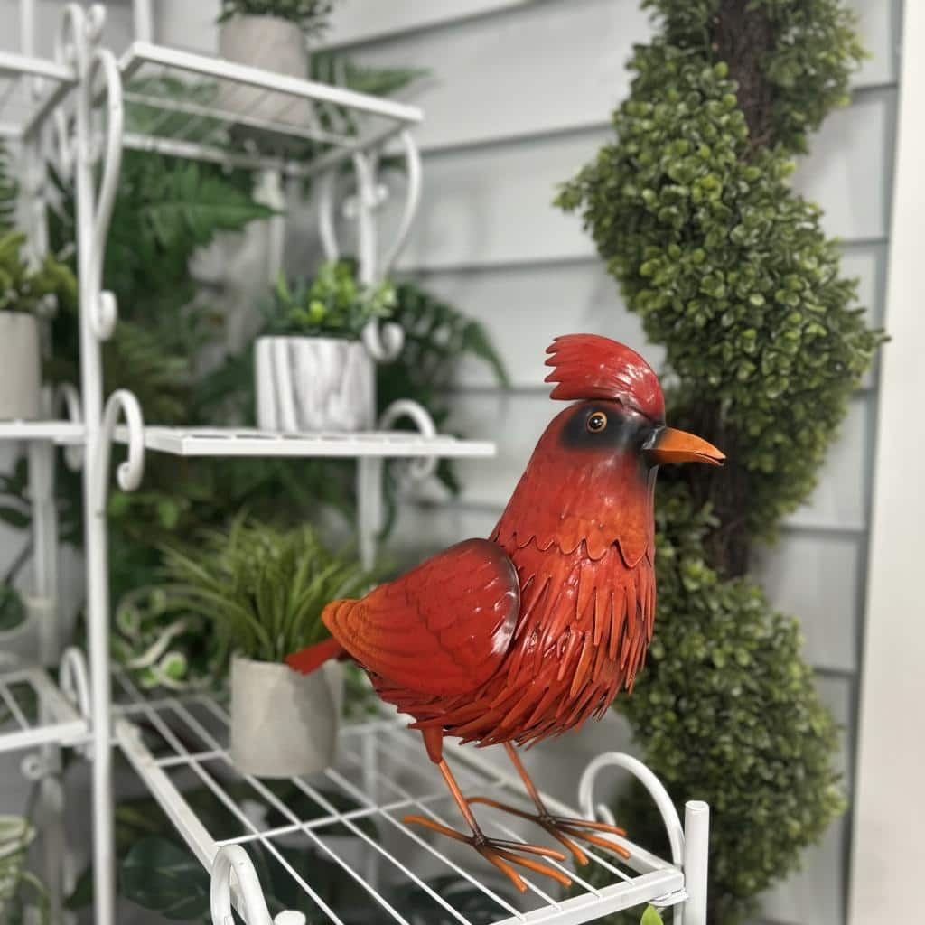 Hi-Line Metal Tall Cardinal Statue