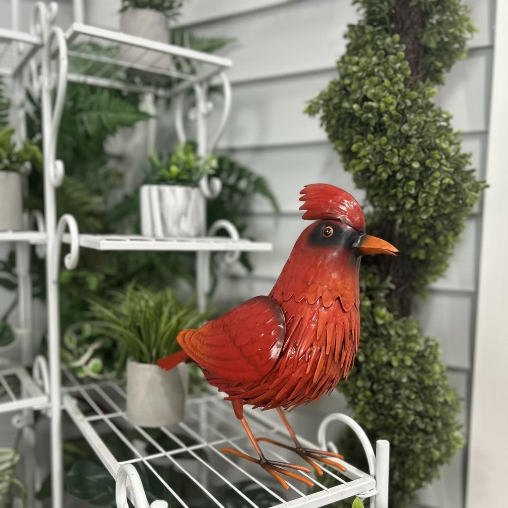 Hi-Line Metal Tall Cardinal Statue