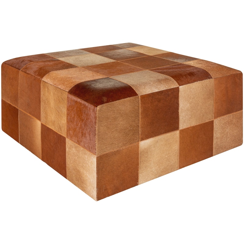 Fatime Hair on Hide Patchwork Large Ottoman