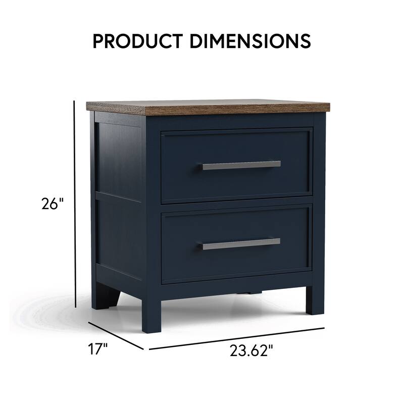 Furniture of America Althea Modern Farmhouse 2-Drawer Solid Wood Nightstand