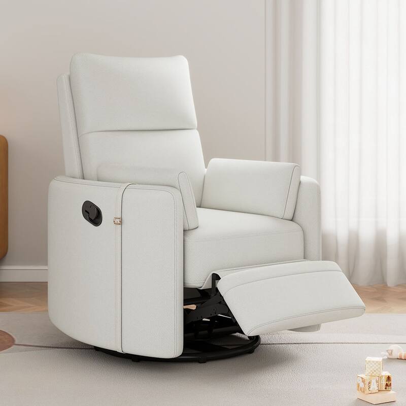 32" Nursing Rocker Recliner,Swivel Glider with 2 Pillows,Comfort Chair - Beige