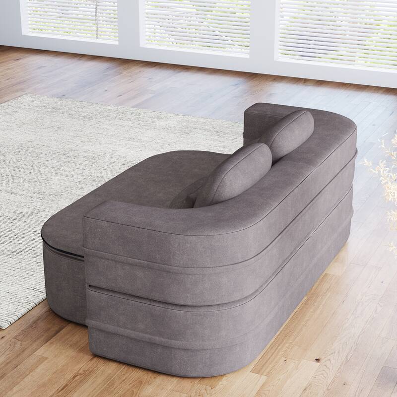 GDFStudio - Willoughby Chenille Foldable Sleeper Sofa Bed with Multi Functional Blanket