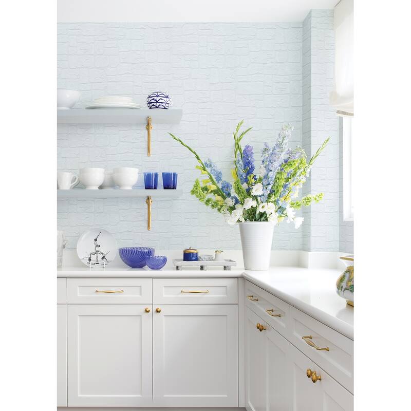 Brewster Gaffrey White Stone Paintable Wallpaper - 396in x 20.9in x 0.025in