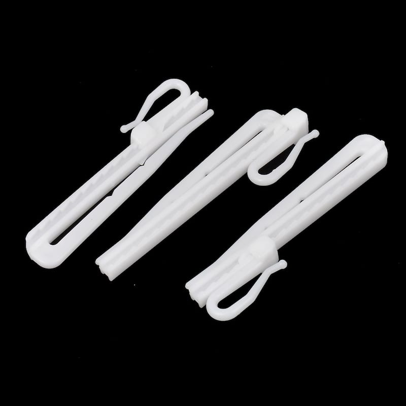 Window Curtain Drape Adjustable Tape Clip Hooks 84mm Long White 6pcs