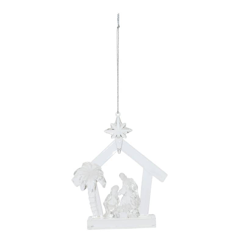 Nativity Scene Christmas Ornaments - 5" - White - 4ct