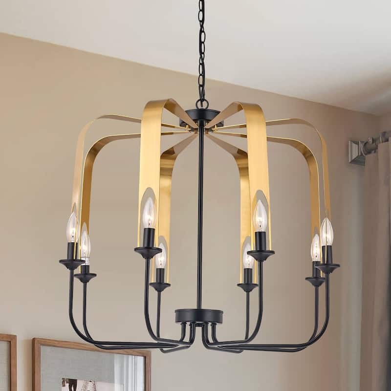 Lantern 8 Light Modern Geometric Chandelier - 28.34"x28.34"x25.59"