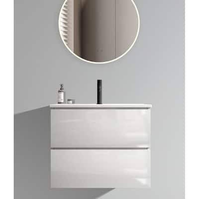 Natural Oak 24-Inch Bathroom Vanity with Silent Soft-Closing Drawers, Eco-Friendly E1 Boards, Handle-Free Design