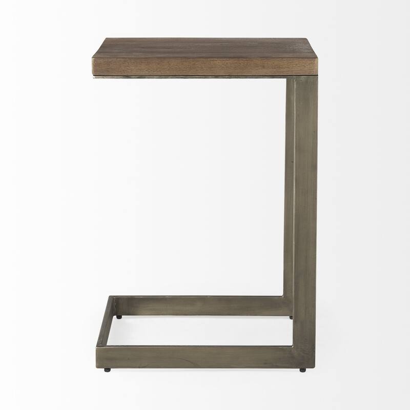 Modern Wash and Nickel C Shape TV Table - 26" H x 18" W x 14" D