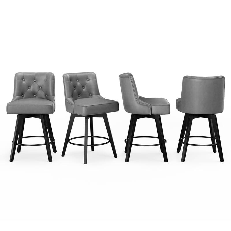 Modern 26 in. Counter Height Barstool Upholstered Fabric/Faux Leather Swivel Bar Stools with Back