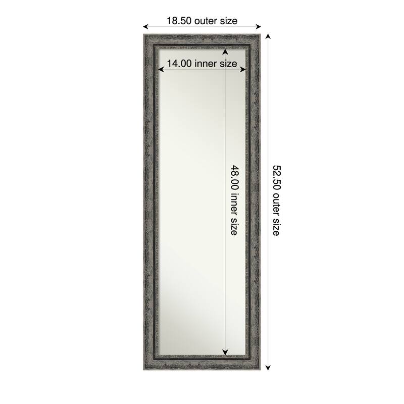 Filigree Non-Beveled Framed Full-Length On the Door Mirror - 19 x 53 in - Filigree Matte Black