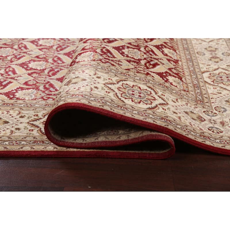 Wool/ Silk Floral Vegetable Dye Kashan Oriental Area Rug Hand-knotted - 8'0" x 10'4"