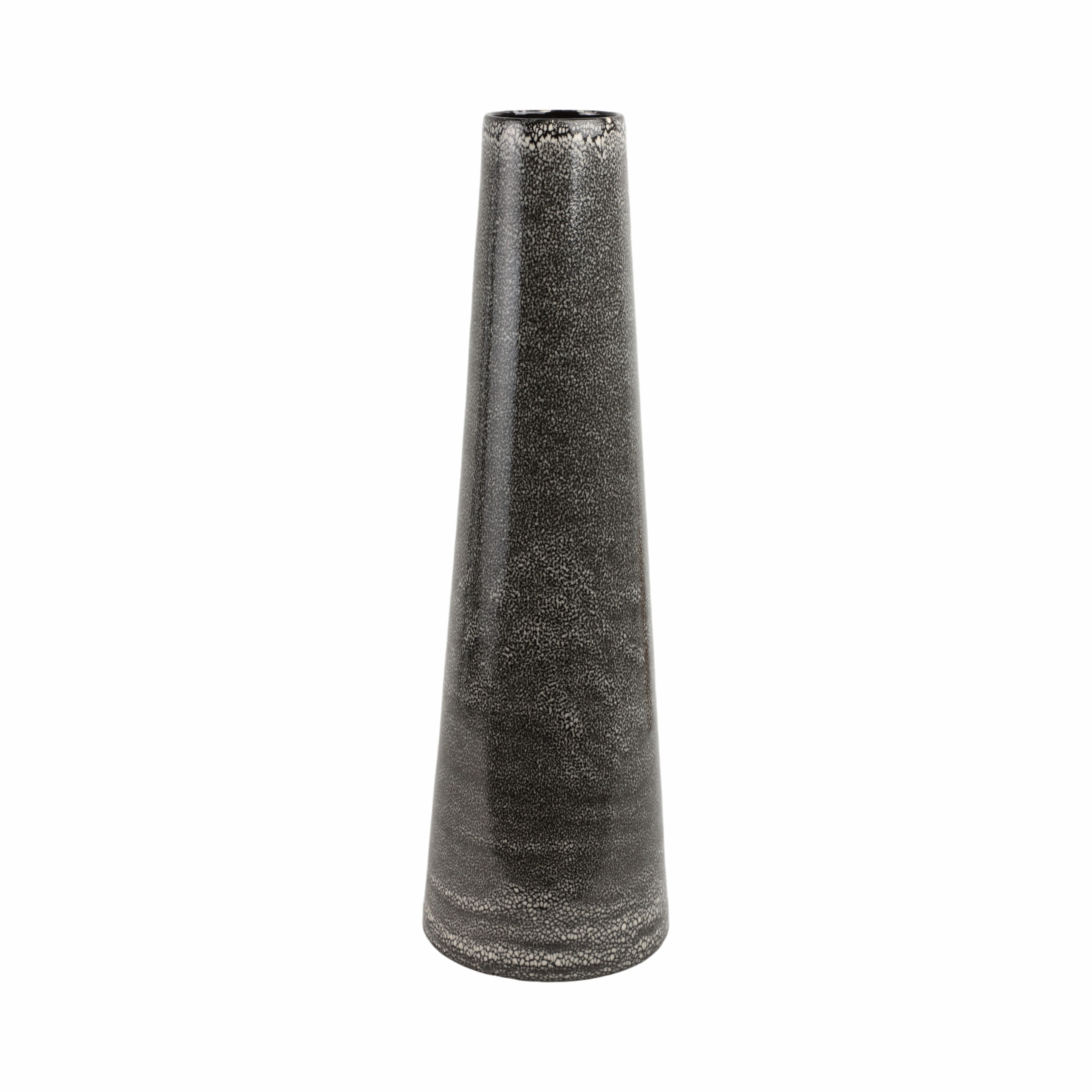 Decorative Vase - Black Ceramic Textured Two-Tone, 20 in.