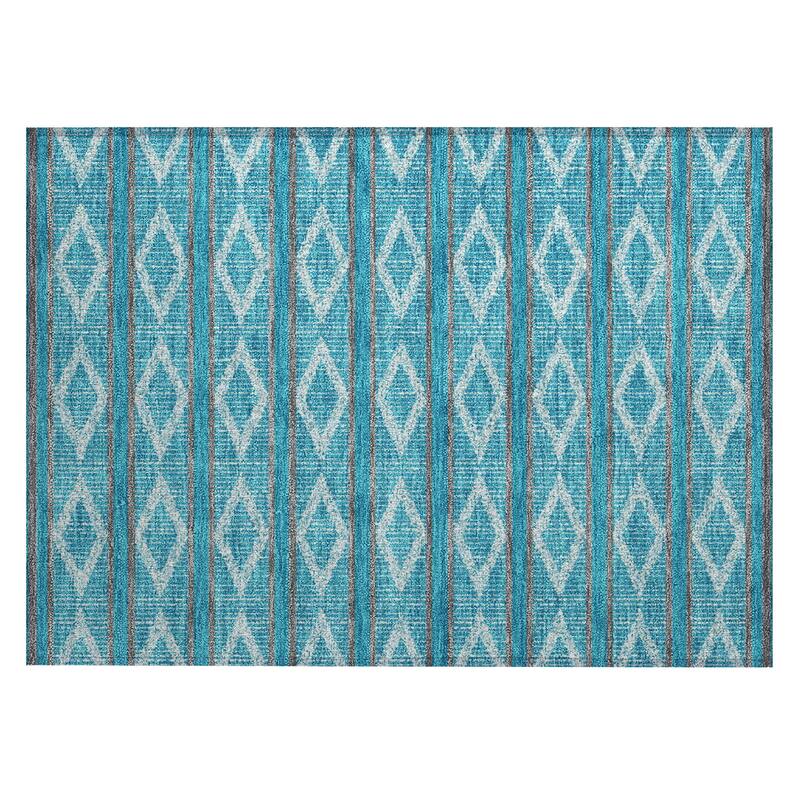 Machine Washable Indoor/ Outdoor Diamond Stripe Chantille Rug