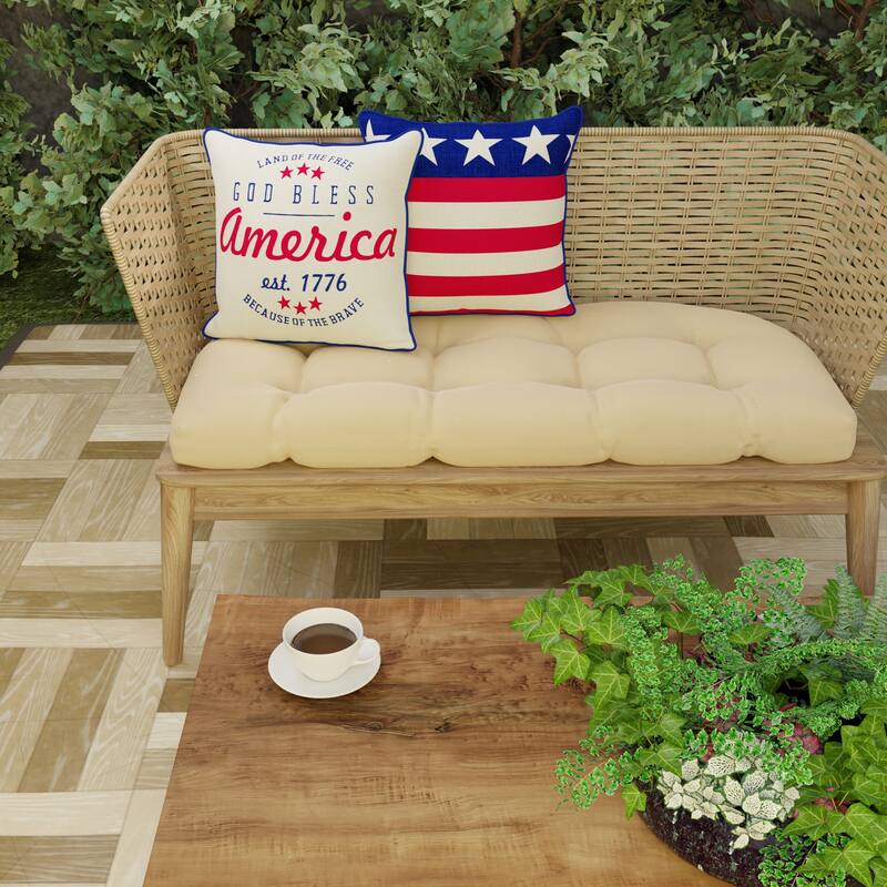 18" x 18" Americana Outdoor Throw Pillow with Welt - Set of 2 - 18'' L x 18'' W x 5'' H